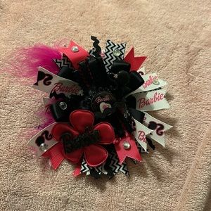 Toddler Hair Bow - Pink/black Barbie Bow